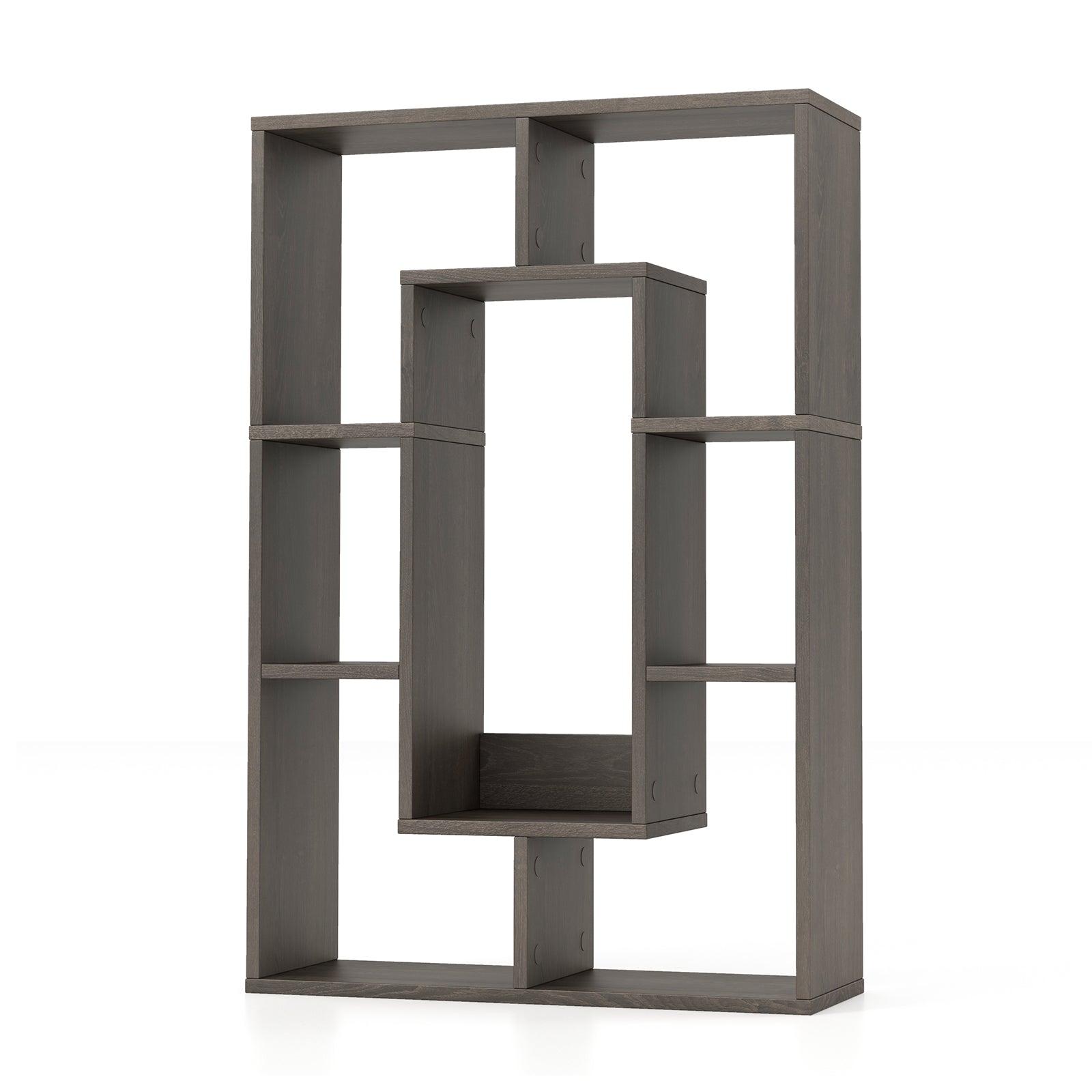 7-Cube Geometric Bookshelf Modern Decorative Open Bookcase, Gray Bookcases at Gallery Canada