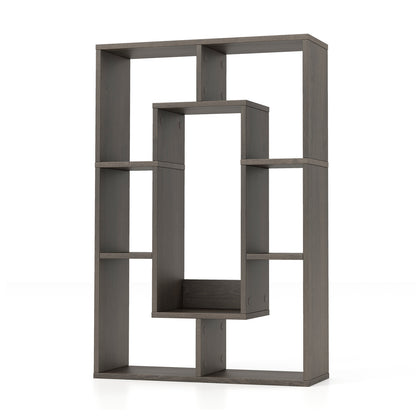 7-Cube Geometric Bookshelf Modern Decorative Open Bookcase, Gray Bookcases at Gallery Canada