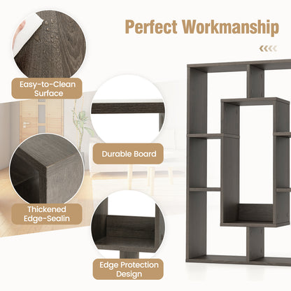 7-Cube Geometric Bookshelf Modern Decorative Open Bookcase, Gray Bookcases at Gallery Canada