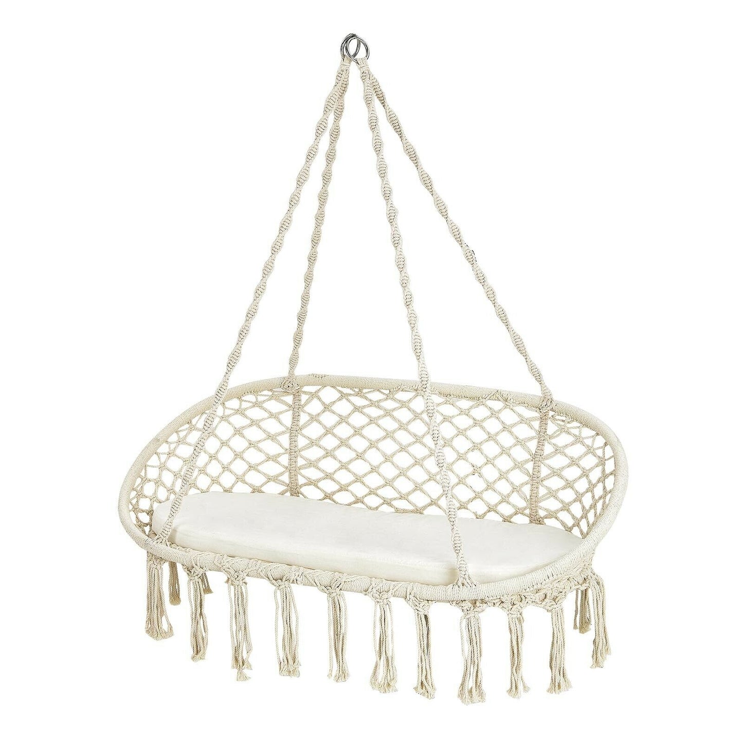 2 Person Hanging Hammock Chair with Cushion Macrame Swing, Beige Hammocks at Gallery Canada