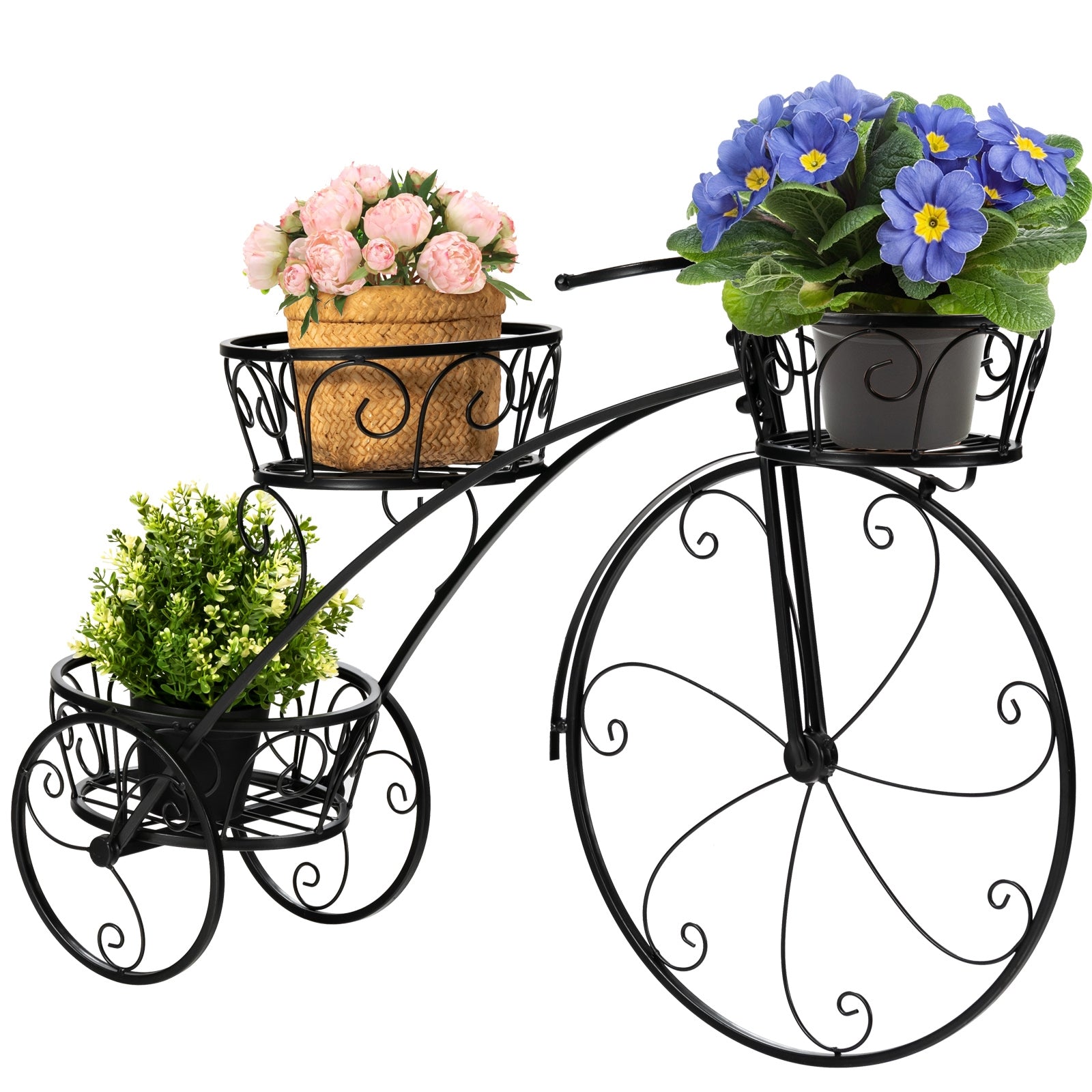 Tricycle Plant Stand Flower Pot Cart Holder in Parisian Style, Black Plant Stands at Gallery Canada