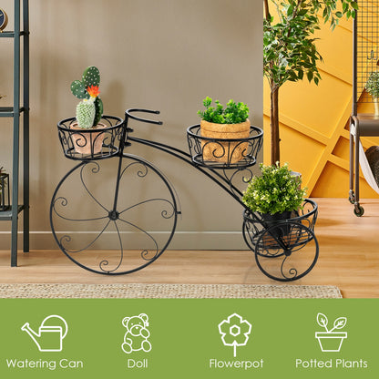 Tricycle Plant Stand Flower Pot Cart Holder in Parisian Style, Black Plant Stands at Gallery Canada