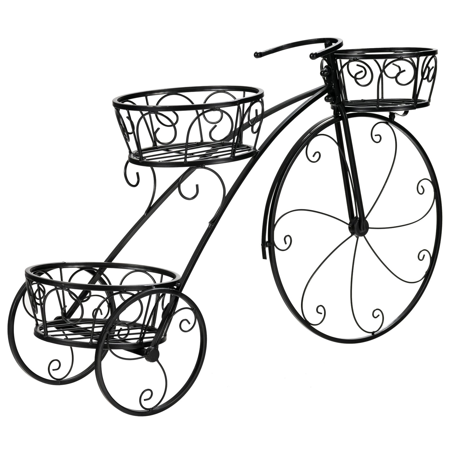 Parisian Style Tricycle Plant Stand, Black