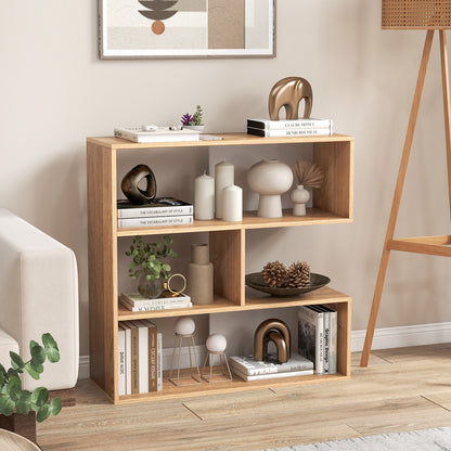 Concave Bookshelf 3-Shelf Open Bookcase with Anti-Toppling Device for Living Room Study Office, Natural Bookcases at Gallery Canada