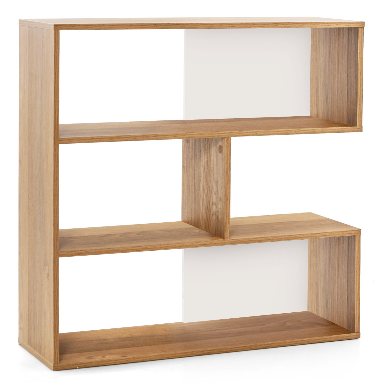 Concave Bookshelf 3-Shelf Open Bookcase with Anti-Toppling Device for Living Room Study Office, Natural Bookcases Natural at Gallery Canada