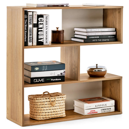 Concave Bookshelf 3-Shelf Open Bookcase with Anti-Toppling Device for Living Room Study Office, Natural Bookcases at Gallery Canada