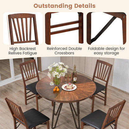 Set Of 2 Folding Chairs, Padded Seat, Rubber Wood Frame, Brown Dining Chairs at Gallery Canada