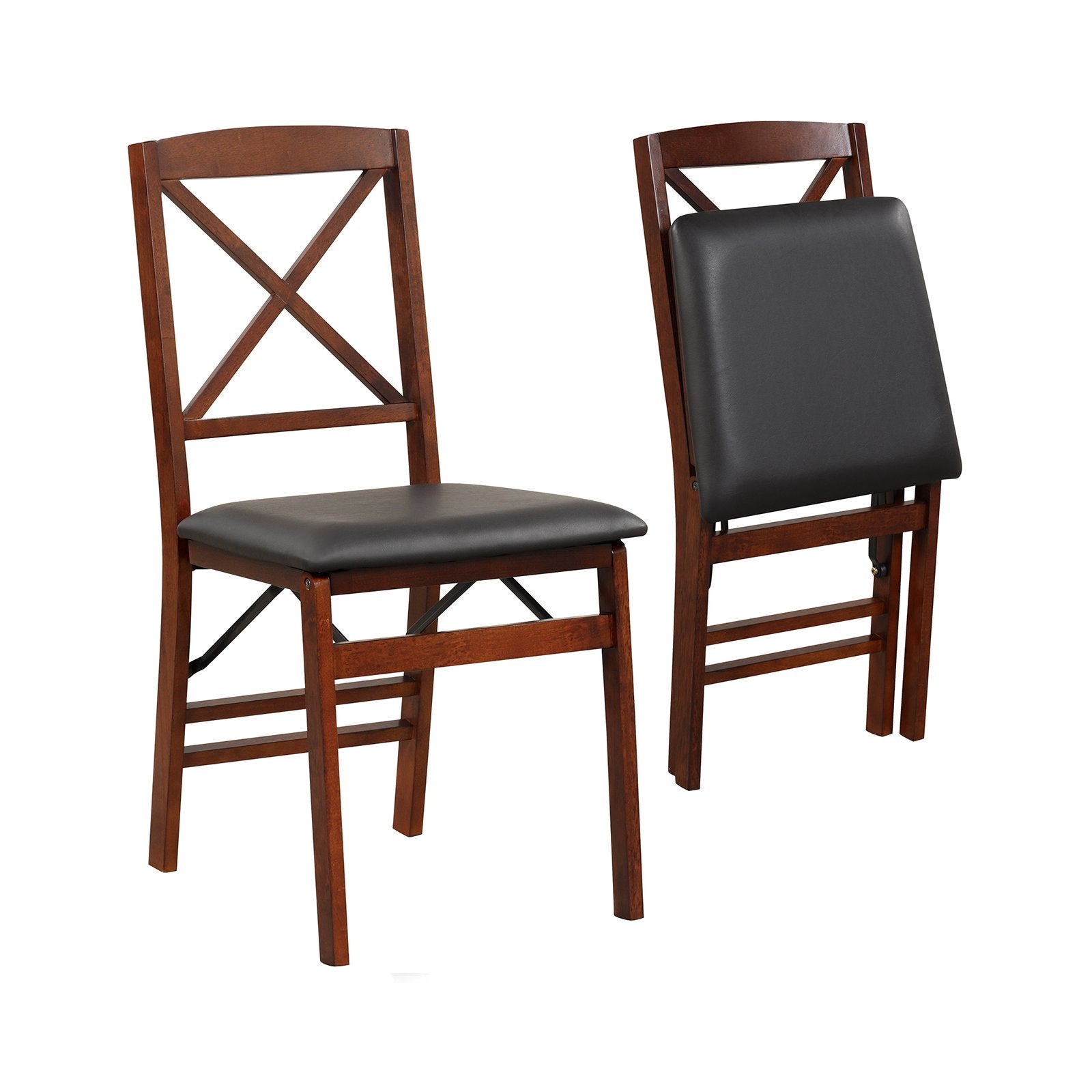 Set of 2 Folding Dining Chairs with 400 LBS Capacity, Brown at Gallery Canada