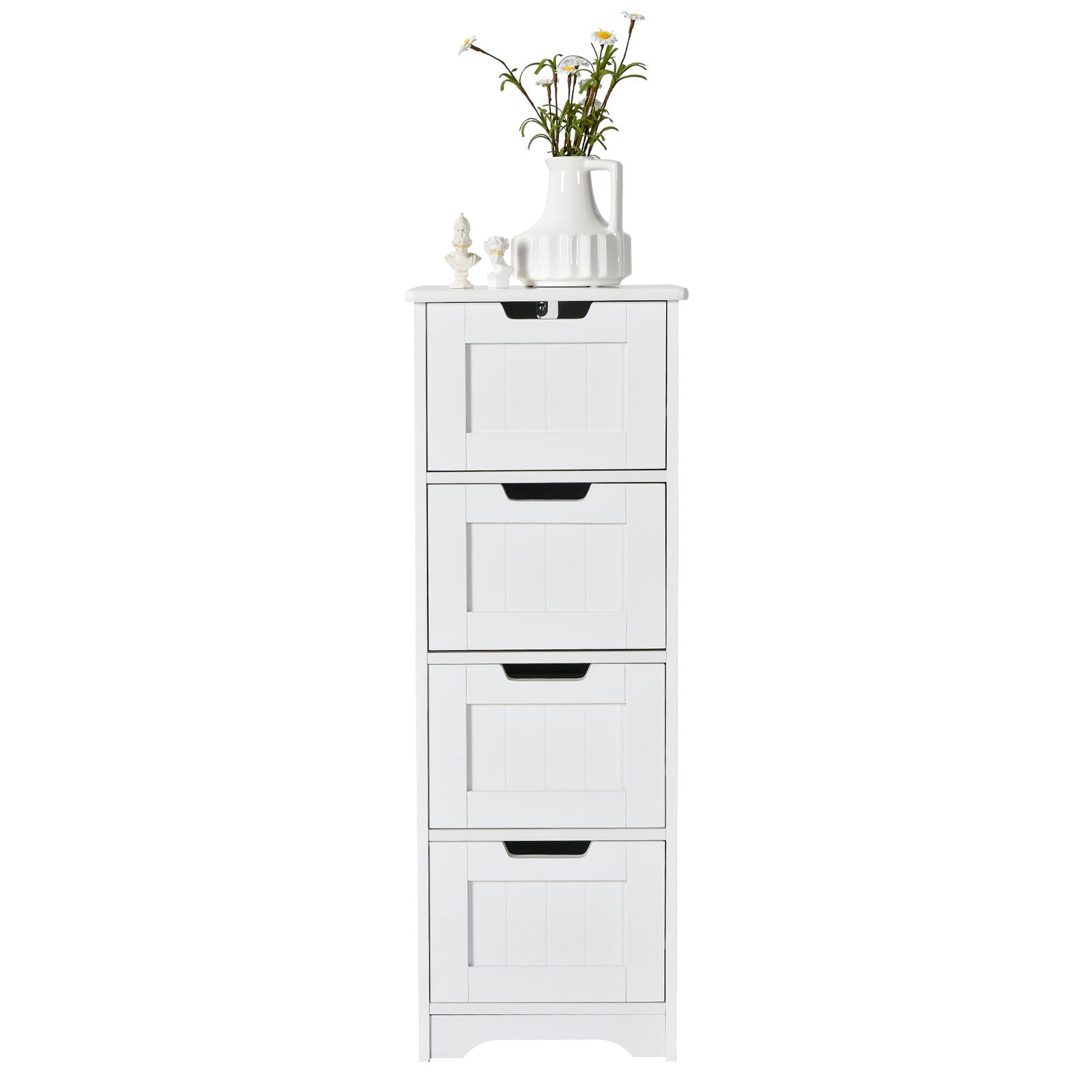Free-Standing Side Storage Organizer with 4 Drawers, White Floor Cabinets at Gallery Canada