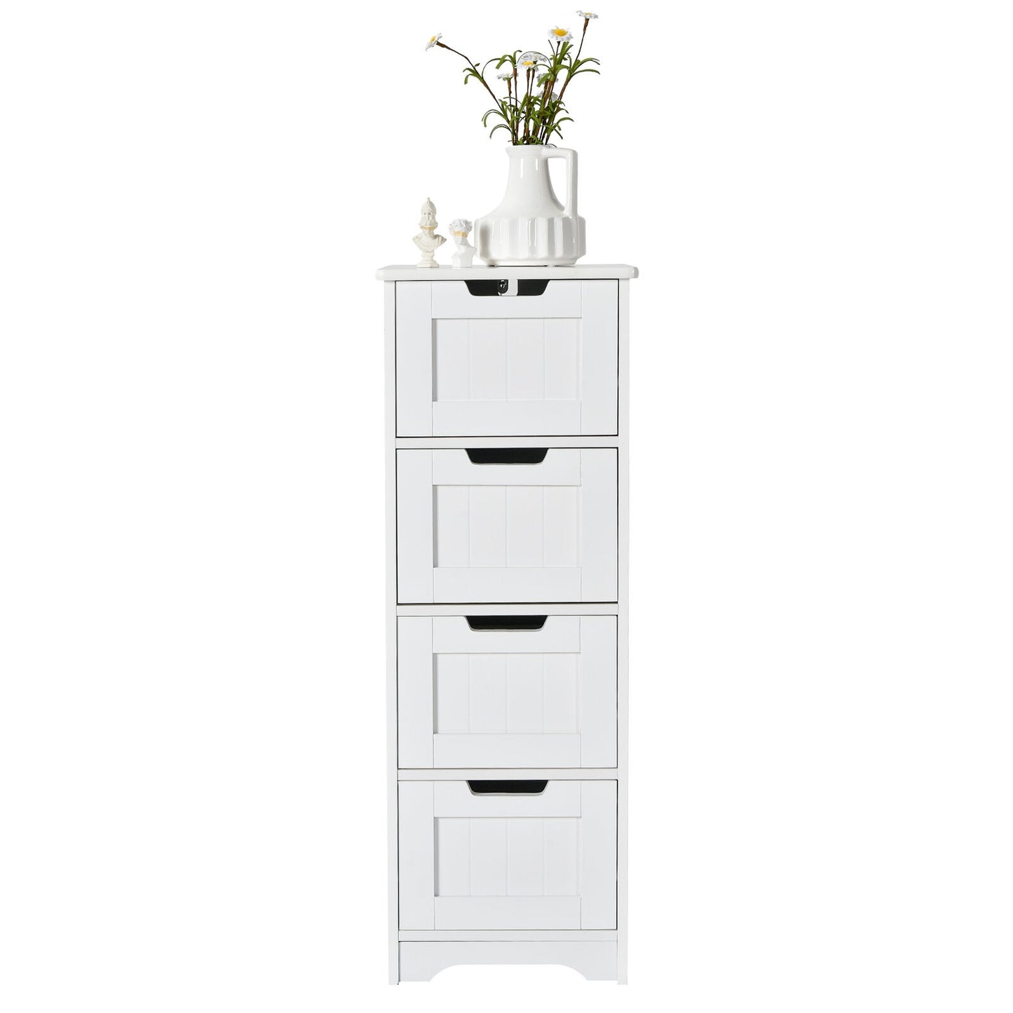 Free-Standing Side Storage Organizer with 4 Drawers, White Floor Cabinets at Gallery Canada
