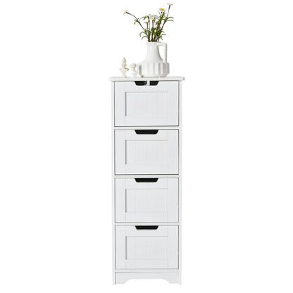 Free-Standing Side Storage Organizer with 4 Drawers, White Floor Cabinets at Gallery Canada
