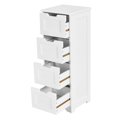 Free-Standing Side Storage Organizer with 4 Drawers, White Floor Cabinets at Gallery Canada