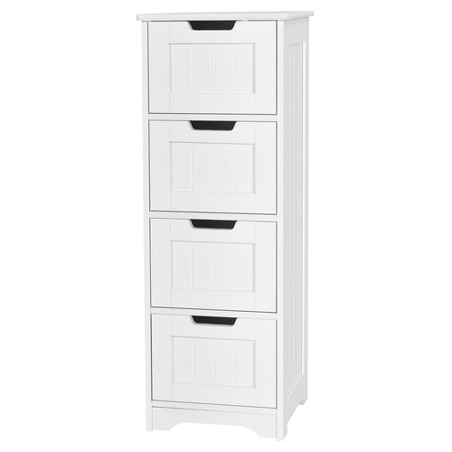 Free-Standing Side Storage Organizer with 4 Drawers, White