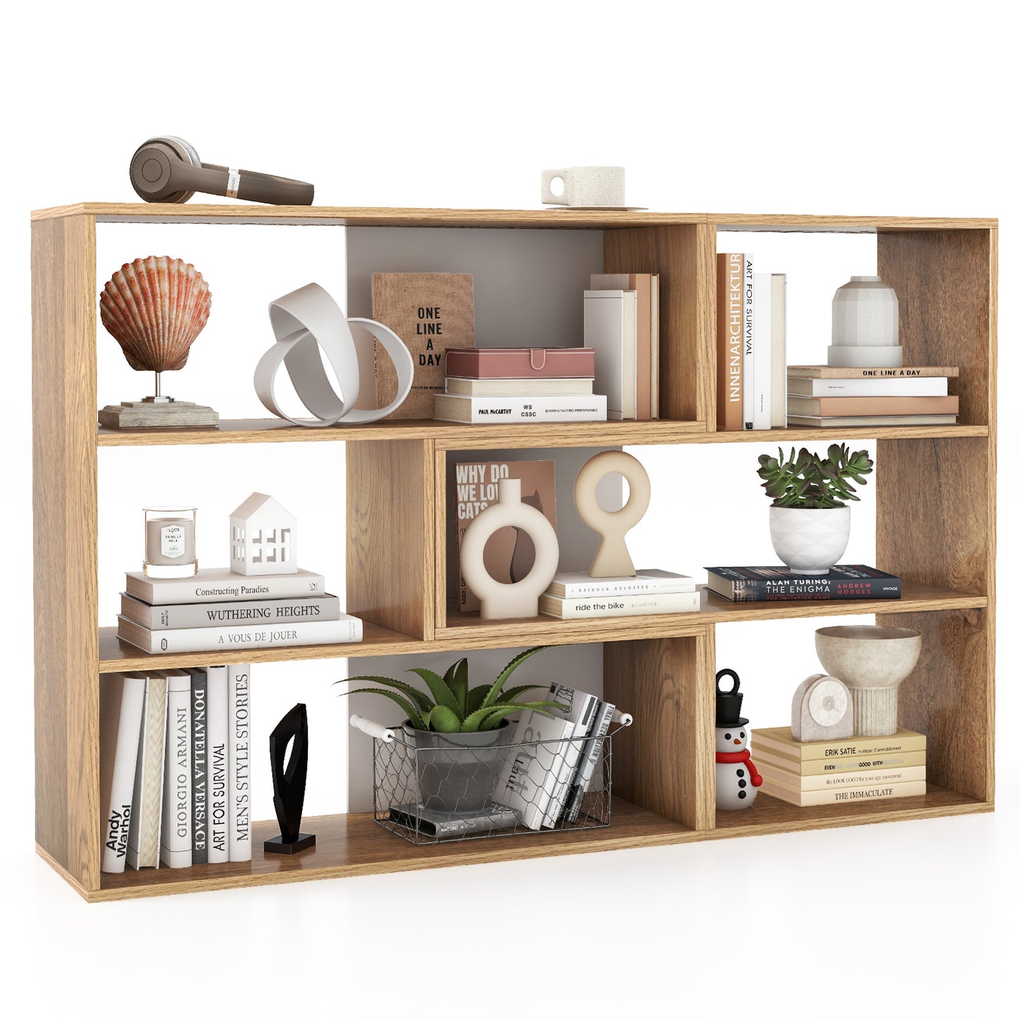 2-Piece Separable Bookshelf, Floor Standing Corner Display Storage, Natural Bookcases at Gallery Canada