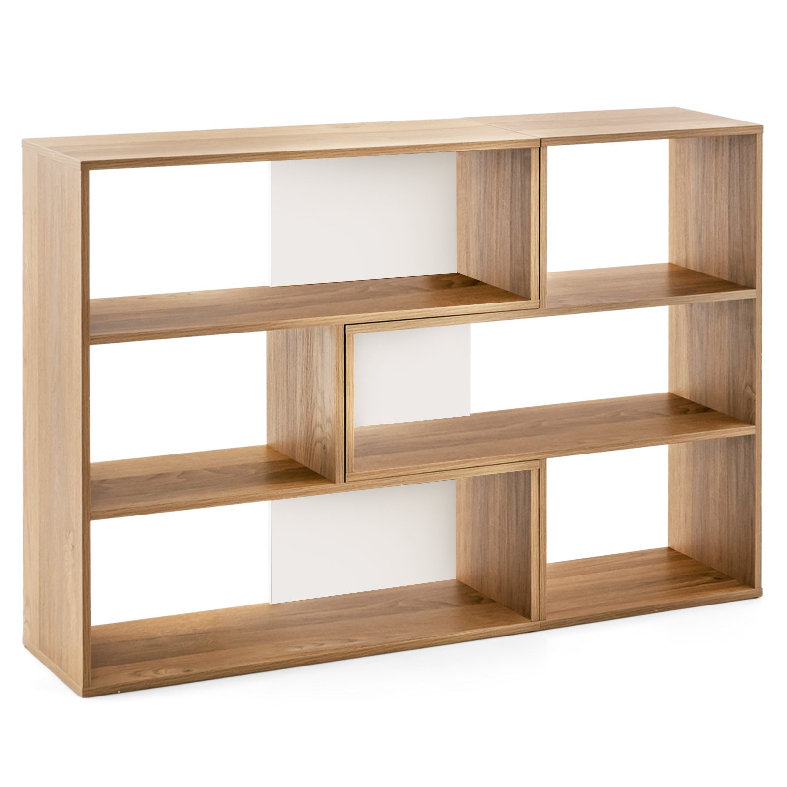 2-Piece Separable Bookshelf Floor Standing Corner Display Storage, Natural Bookcases at Gallery Canada