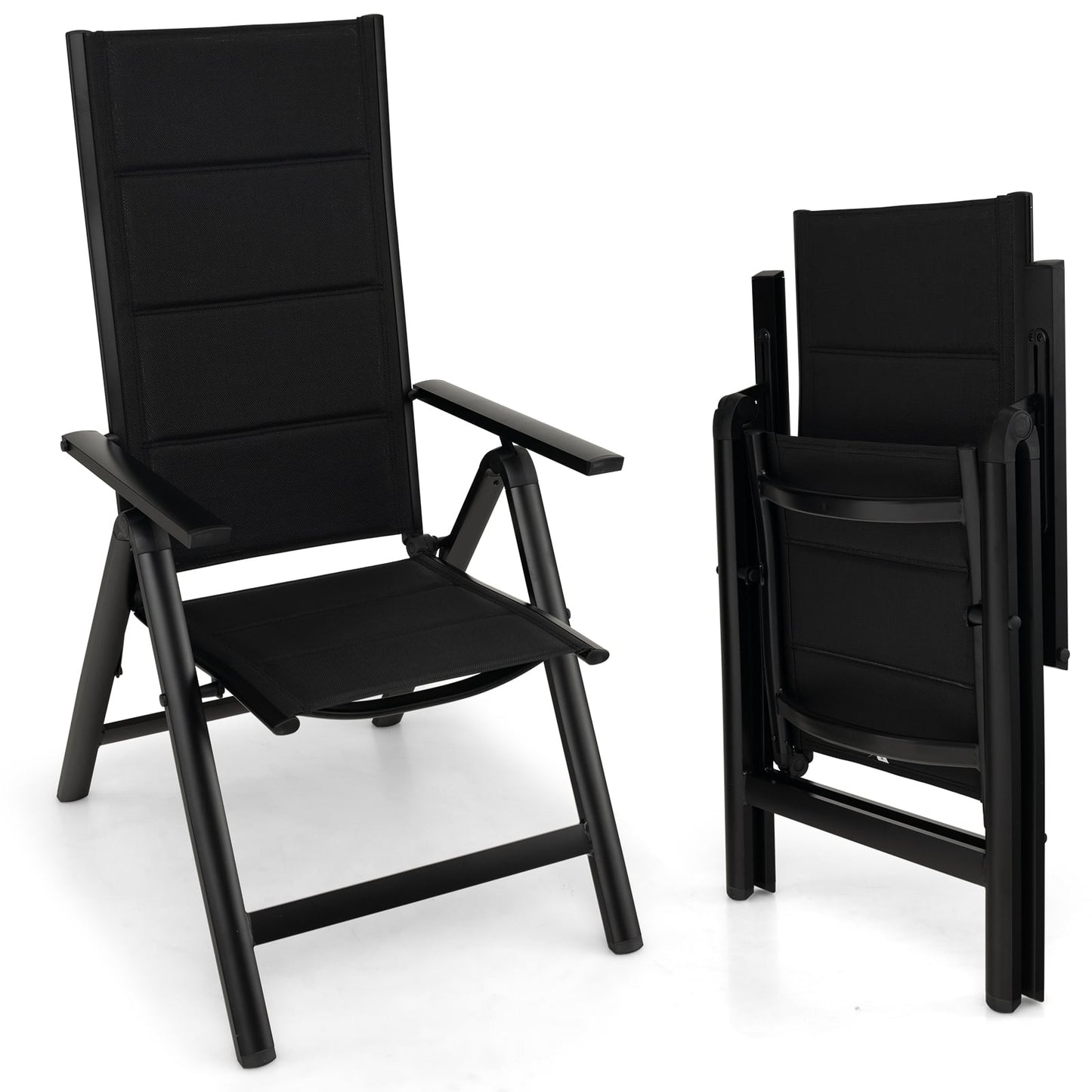 Outdoor Dining Chair, Soft Padded Seat, 7-Position Adjustable Backrest, Black Patio Dining Chairs at Gallery Canada