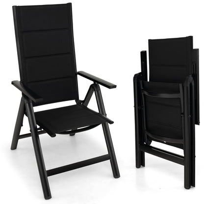 Outdoor Dining Chair, Soft Padded Seat, 7-Position Adjustable Backrest, Black Patio Dining Chairs at Gallery Canada