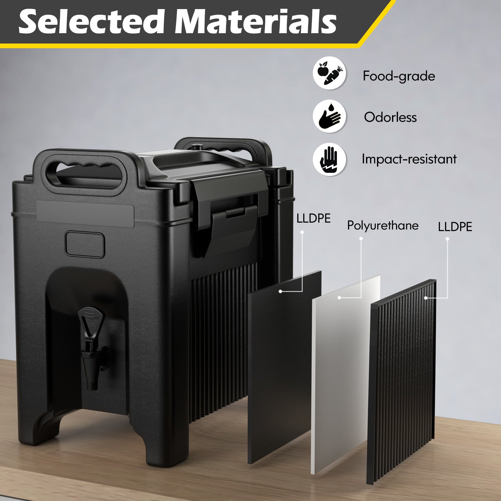 2.5 Gallon Insulated Beverage Server Dispenser, Black Water Dispensers at Gallery Canada