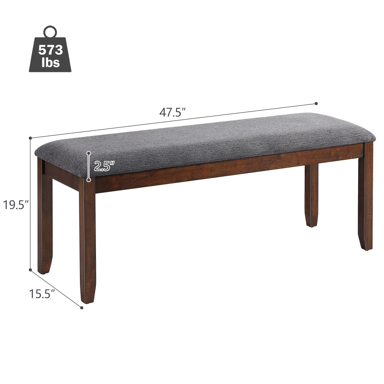 Upholstered Entryway Bench Footstool with Wood Legs, Dark Gray Shoe Racks & Storage Benches at Gallery Canada