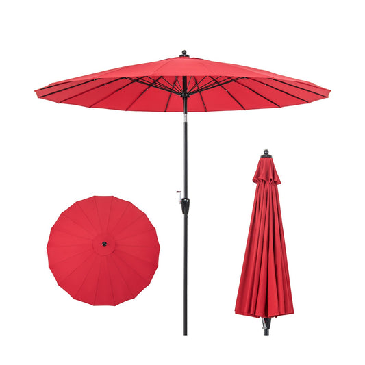 9 Feet Round Patio Umbrella with 18 Fiberglass Ribs, Wine