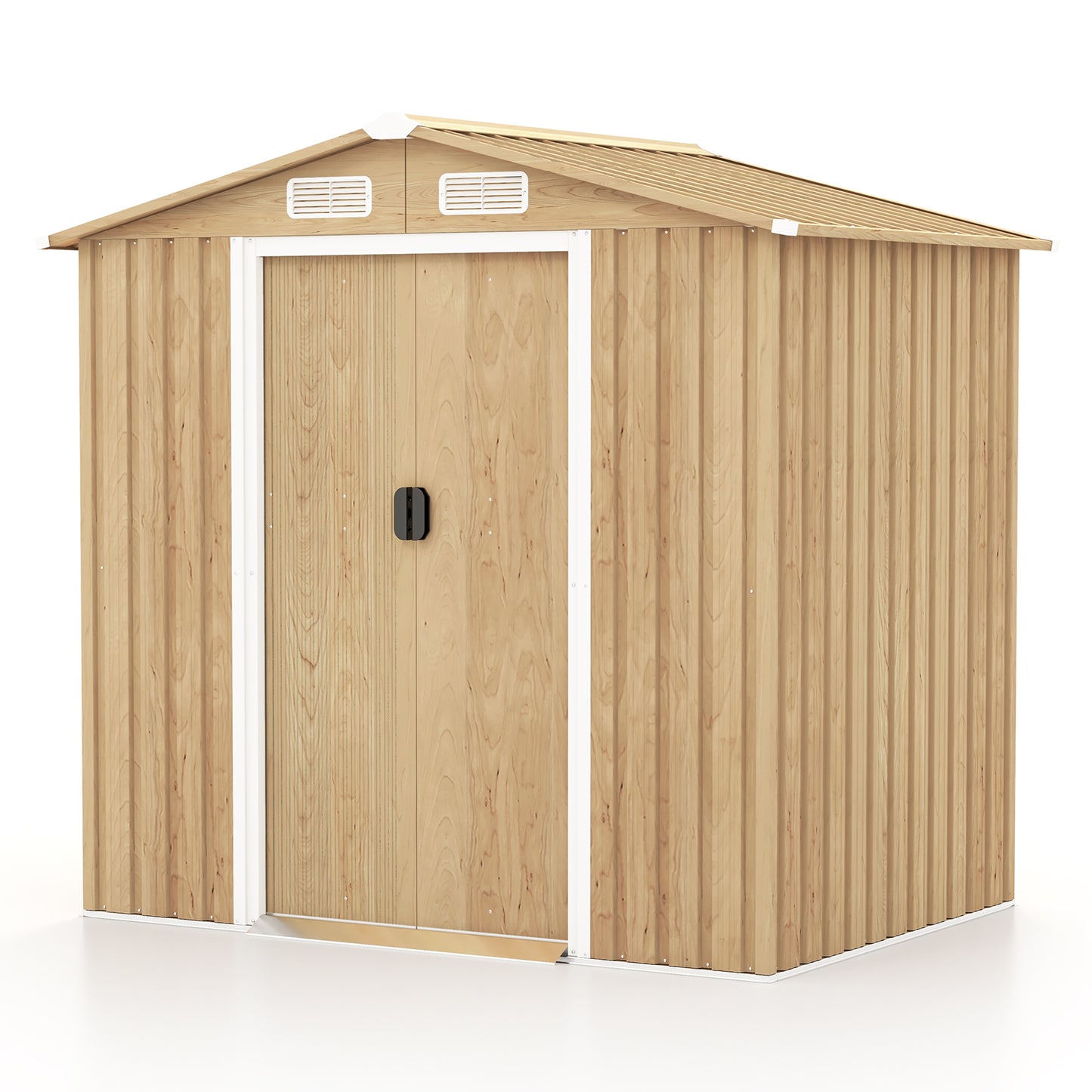 6 x 4 Feet Galvanized Steel Storage Shed with Lockable Sliding Doors, Natural Sheds & Outdoor Storage at Gallery Canada