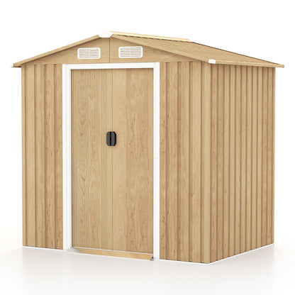 6 x 4 Feet Galvanized Steel Storage Shed with Lockable Sliding Doors, Natural Sheds & Outdoor Storage at Gallery Canada