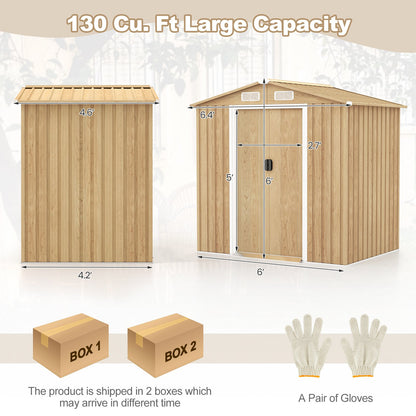 6 x 4 Feet Galvanized Steel Storage Shed with Lockable Sliding Doors, Natural at Gallery Canada