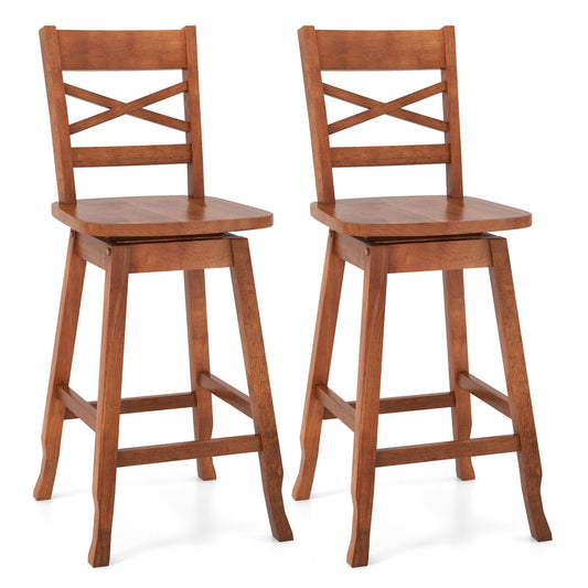 Swivel 24-Inch Counter Height Stool Set of 2 with Inclined Backrest, Walnut - Gallery Canada