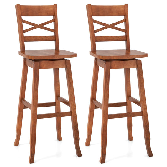 Swivel 30-Inch Bar Height Stool Set of 2 with Footrest, Walnut - Gallery Canada