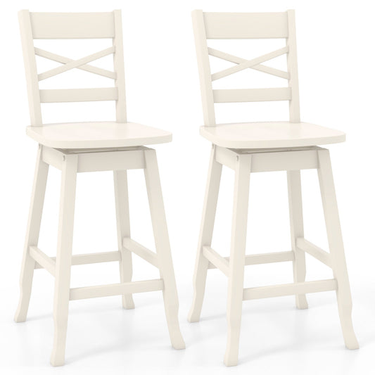 Swivel 24-Inch Counter Height Stool Set of 2 with Inclined Backrest, White - Gallery Canada