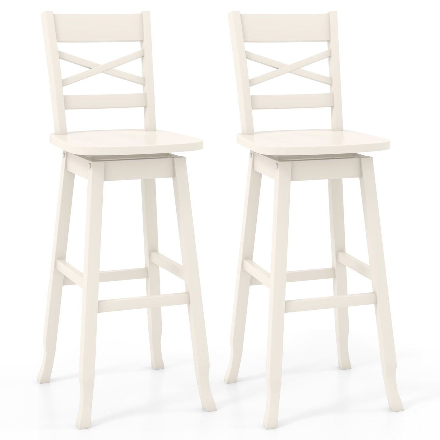 30-Inch Swivel Bar Stool Set, With Footrest, Cream White Bar Stools Cream White at Gallery Canada