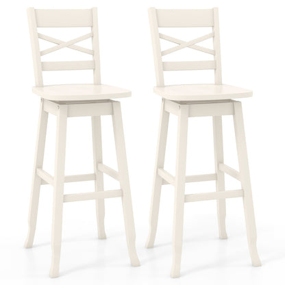 30-Inch Swivel Bar Stool Set, With Footrest, Cream White Bar Stools Cream White at Gallery Canada