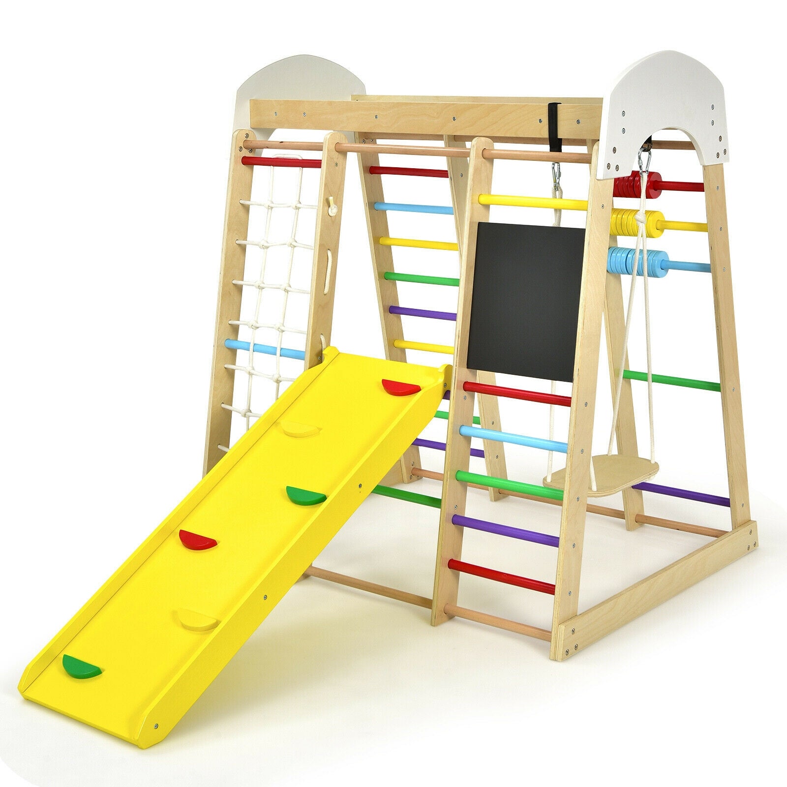 Indoor Playground Climbing Gym Wooden 8-in-1 Climber Playset for Children, Multicolor Climbers & Slides at Gallery Canada