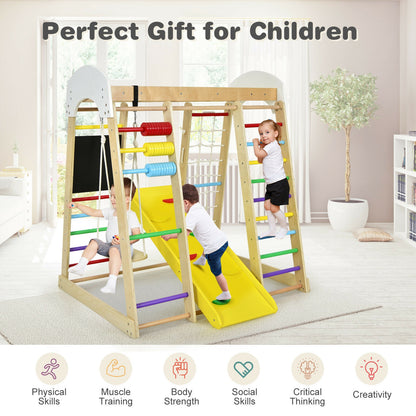 Indoor Playground Climbing Gym Wooden 8-in-1 Climber Playset for Children, Multicolor Climbers & Slides at Gallery Canada