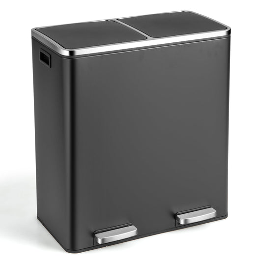 16 Gallon Dual Step Trash Can, Black Kitchen Organization Black at Gallery Canada
