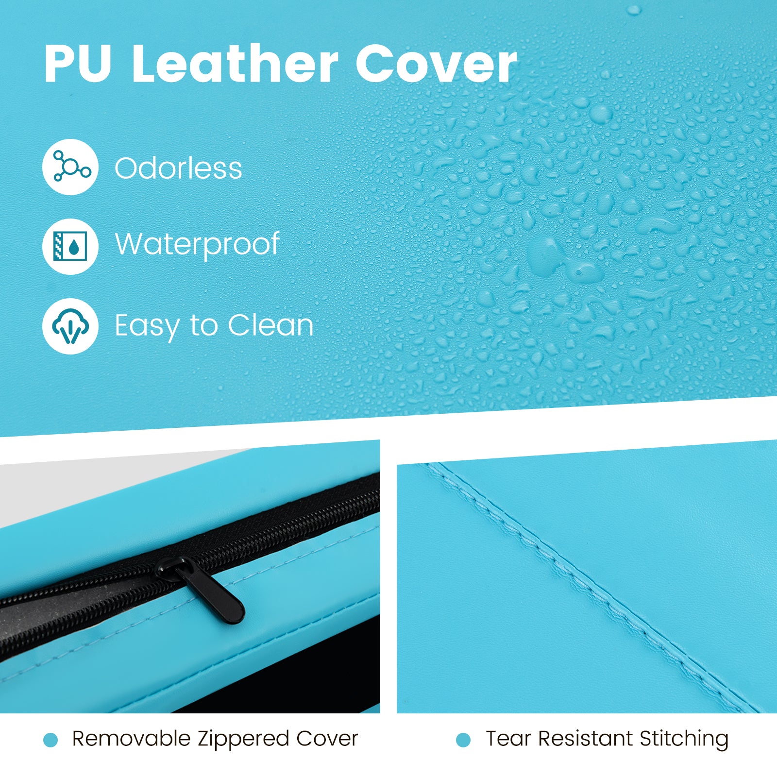 4-Panel PU Leather Folding Exercise Mat with Carrying Handles, Blue Yoga & Gym Mats at Gallery Canada