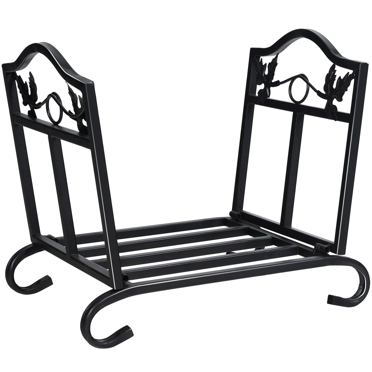 Foldable Firewood Log Rack Steel Wood Storage Holder, Black Log Storage Black at Gallery Canada