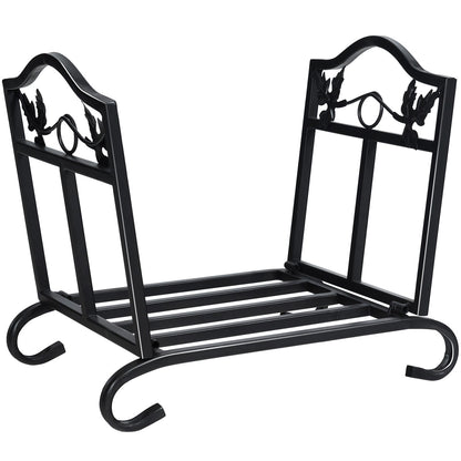 Foldable Firewood Log Rack Steel Wood Storage Holder, Black Log Storage Black at Gallery Canada