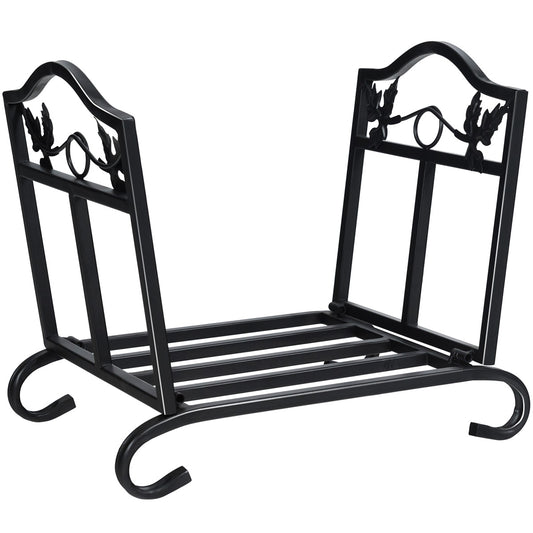 Foldable Firewood Log Rack Steel Wood Storage Holder, Black Log Storage Black at Gallery Canada