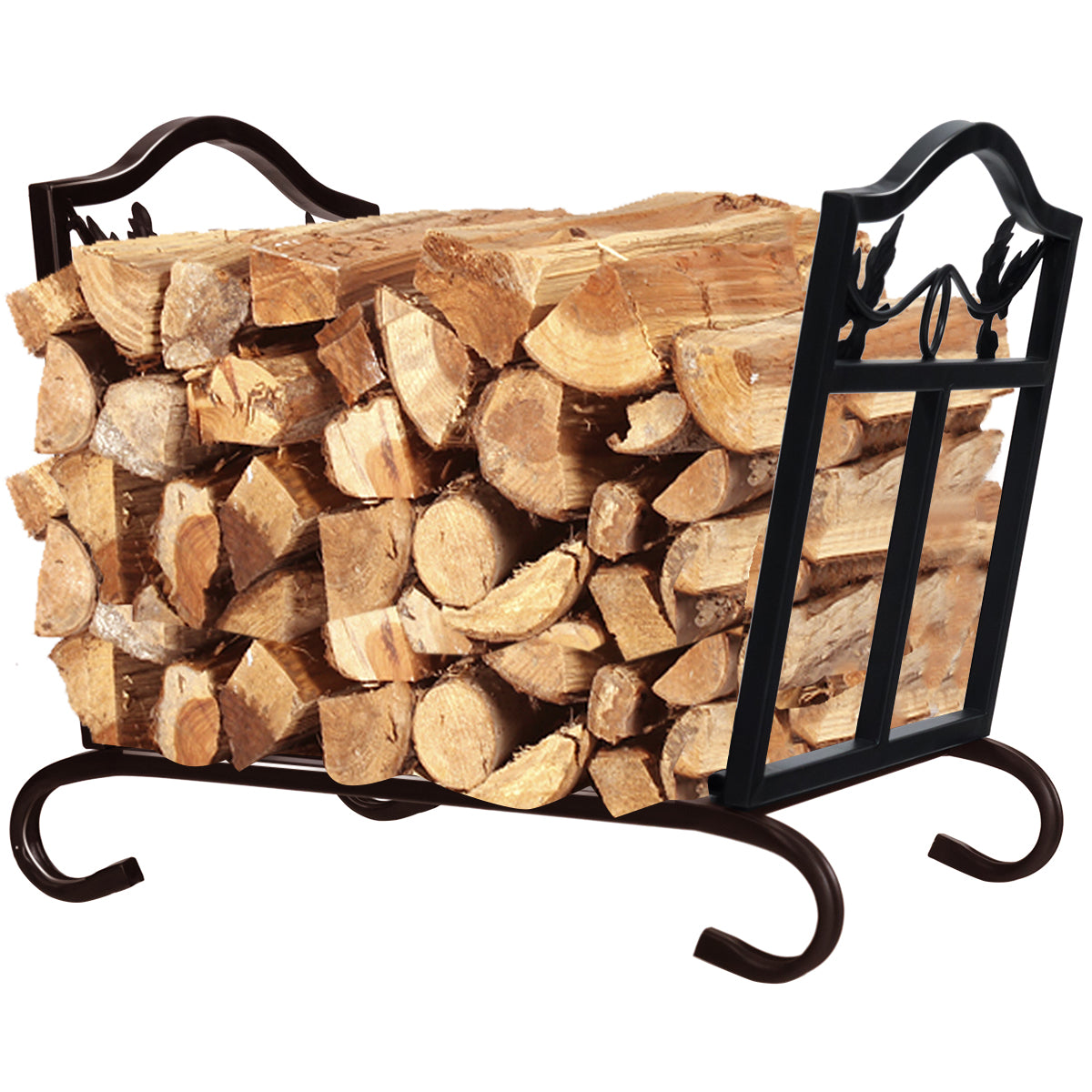 Foldable Firewood Log Rack Steel Wood Storage Holder, Black Log Storage at Gallery Canada