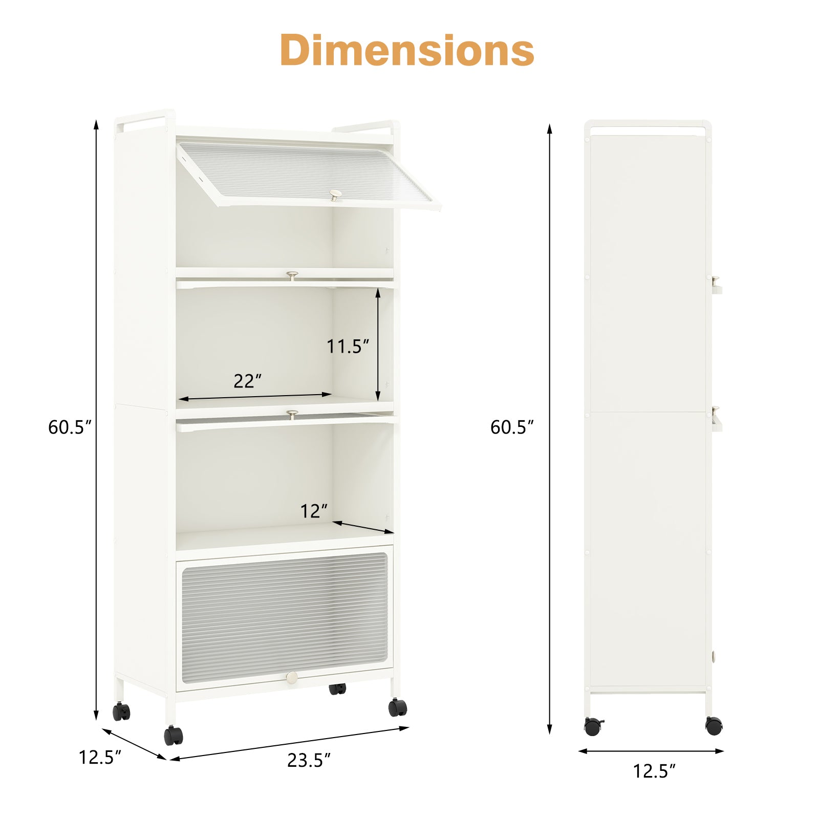 5-Tier Kitchen Baker's Rack with Flip-up PC Doors, White Baker's Racks at Gallery Canada
