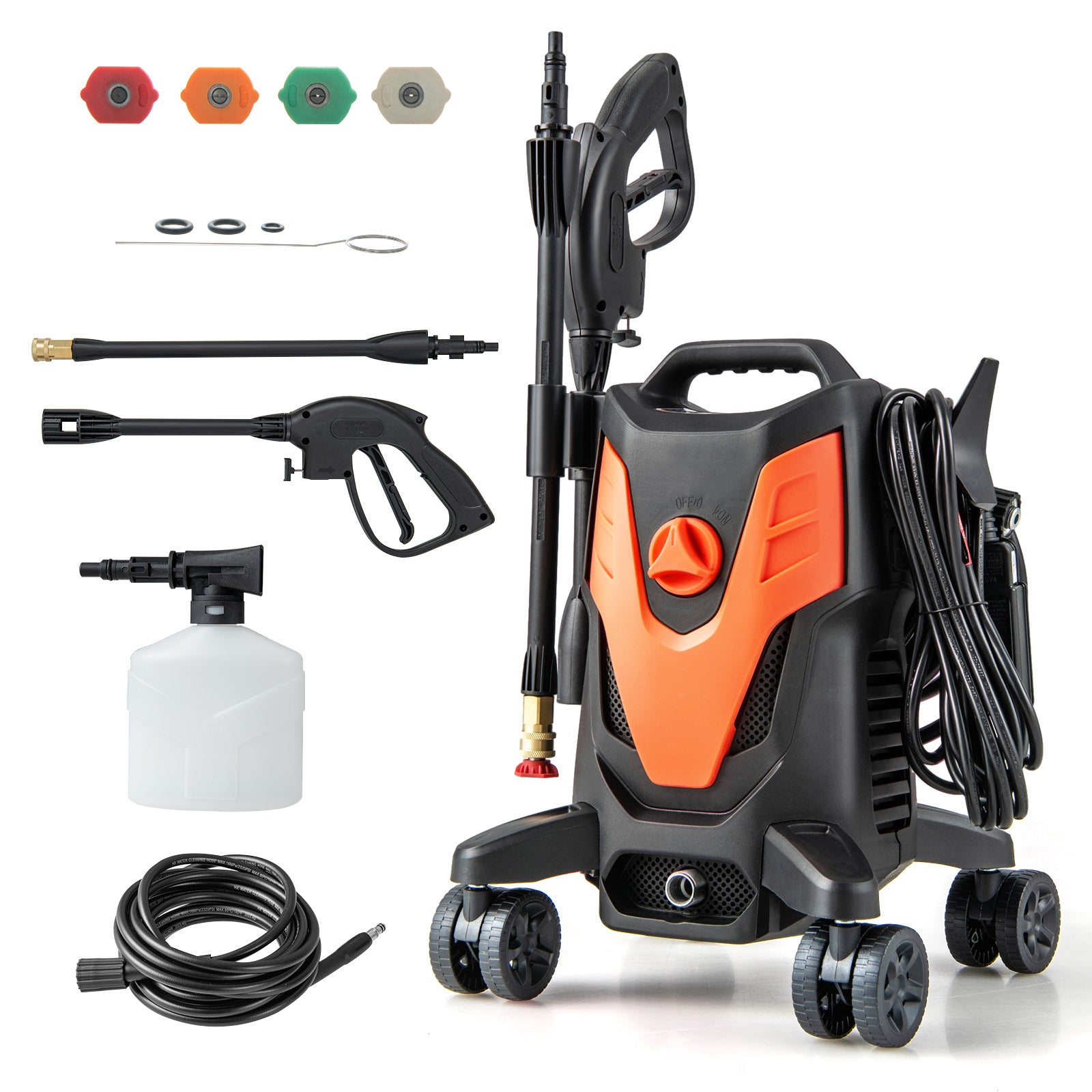 2400 PSI Electric Pressure Washer, 4 Universal Wheels, Orange Vacuums & Cleaners Orange at Gallery Canada
