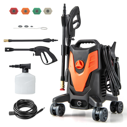 2400 PSI Electric Pressure Washer, 4 Universal Wheels, Orange
