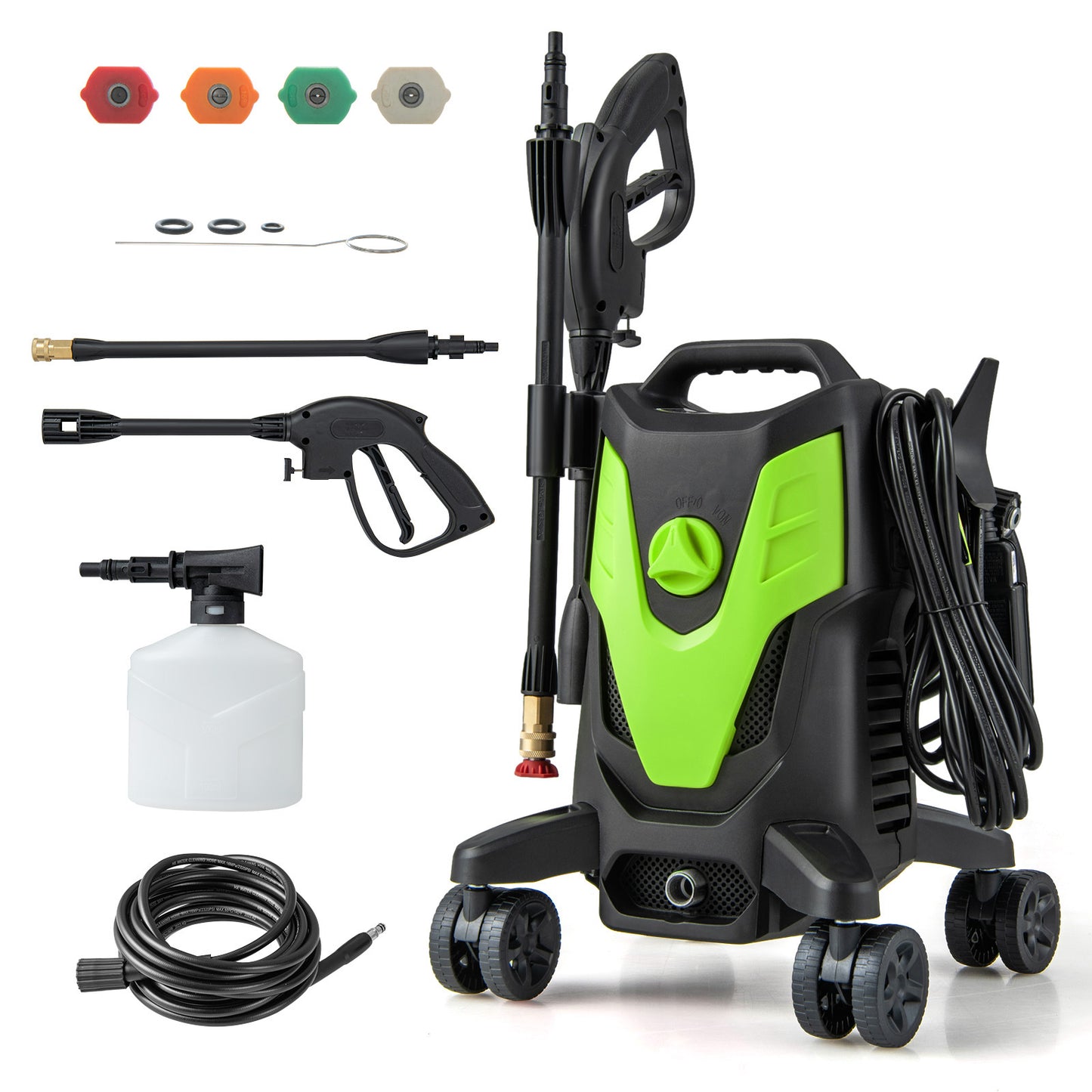 2400 PSI Electric Pressure Washer, 4 Universal Wheels, Green Vacuums & Cleaners Green at Gallery Canada