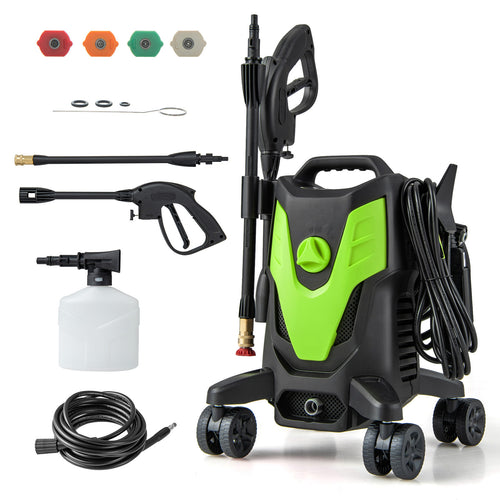 2400 PSI Electric Pressure Washer, 4 Universal Wheels, Green