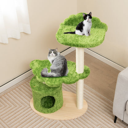 38 Inch Cute Cat Tree for Indoor Cats with Fully Wrapped Sisal Scratching Posts, Green Cat Trees Condos & Scratchers at Gallery Canada