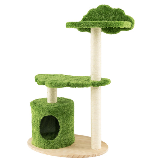 38 Inch Cat Tree, Indoor Cats, Sisal Scratching Posts, Green