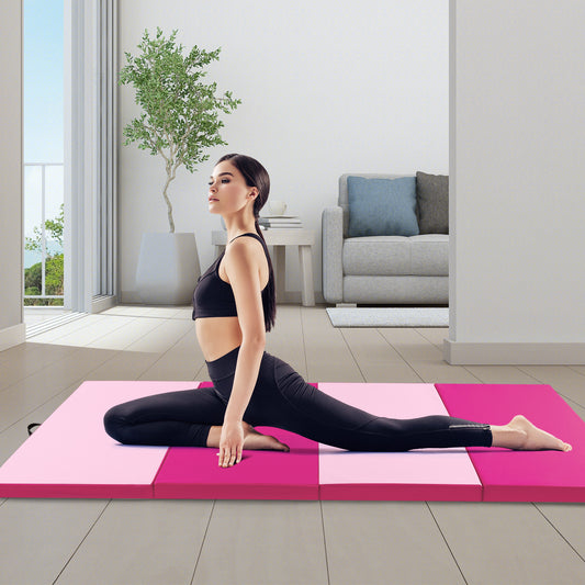 4-Panel PU Leather Folding Exercise Mat, Gradient, Pink Yoga & Gym Mats Gradient Pink at Gallery Canada