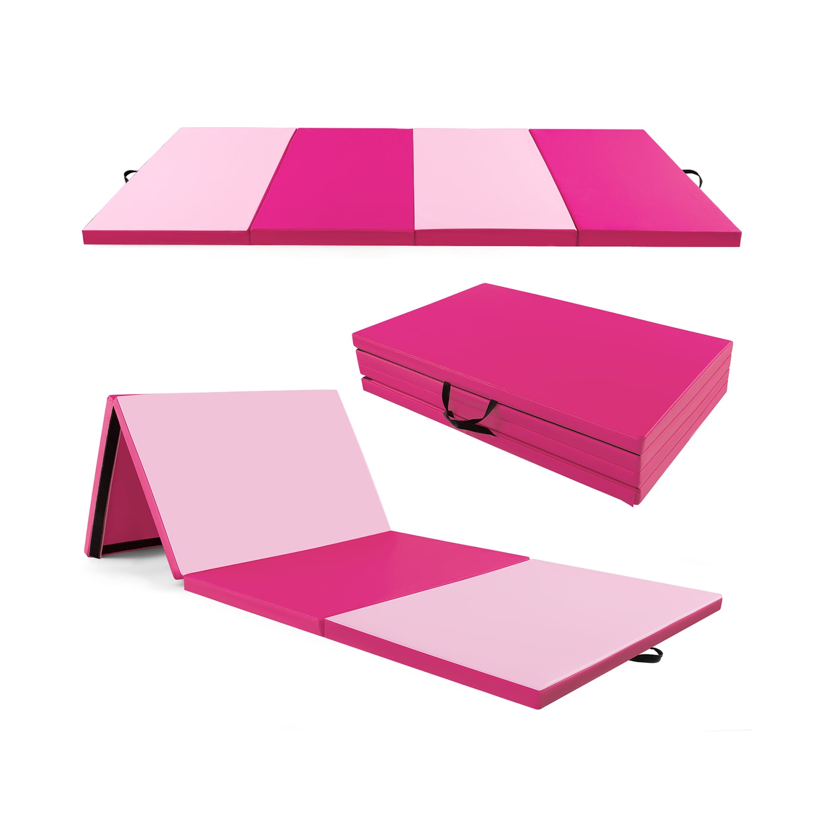 4-Panel PU Leather Folding Exercise Mat, Gradient, Pink Yoga & Gym Mats at Gallery Canada