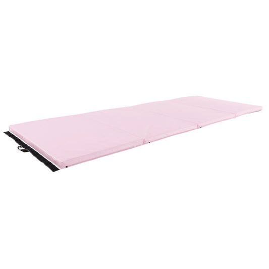 4-Panel PU Leather Folding Exercise Mat with Carrying Handles, Pink - Gallery Canada